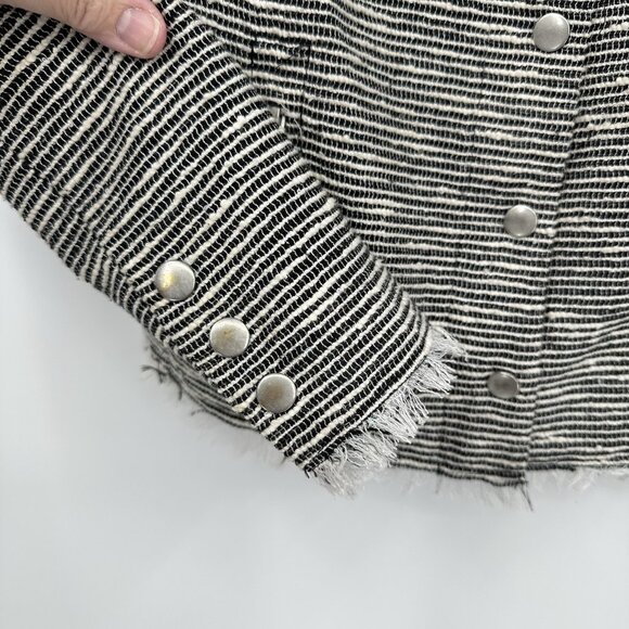 KENNA T jacket blazer cropped striped lightweight career office black white S - Picture 5 of 7